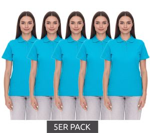 5er Sparpack ELEVATE Helios Damen Polo-Shirt Baumwolle Polo-Hemd Pique-Strick 180 g/m² 3810751 Aqua-Blau