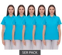 Polo ELEVATE Helios para mujer, paquete de 5, punto de piqué de algodón, 180 g/m², 3810751, azul agua