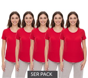 5er Sparpack ELEVATE Jade Damen T-Shirt nachhaltiges Kurzarm-Shirt 160 g/m2 Basic-Shirt Unterzieh-Shirt 3750125 Rot