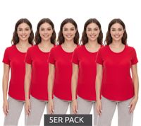 Pack de 5 camisetas ELEVATE Jade para mujer, sostenibles, de manga corta, 160 g/m², camiseta básica, interior, 3750125 Rojo