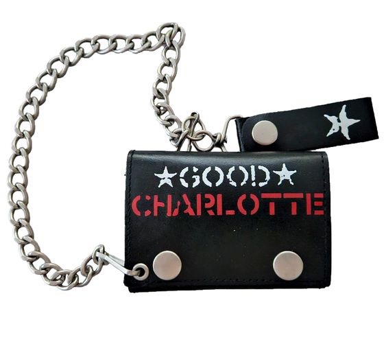 Portefeuille élégant Good Charlotte en vinyle, motif groupe de rock gallois, avec logo, noir