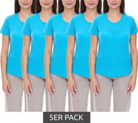 Camiseta ELEVATE Jade para mujer, sostenible, de manga corta, 160 g/m², básica, interior, 3750143 Azul Claro, paquete de 5