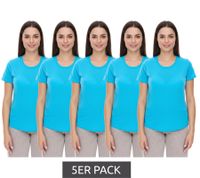 ELEVATE Jade Women's T-Shirt, Sustainable Short-Sleeve T-Shirt, 160 g/m² Basic T-Shirt, Undershirt, 3750143 Light Blue, 5-Pack