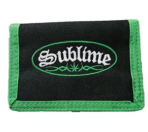 Cartera elegante y sublime de la banda con el logo, negra/verde Cartera elegante y sublime de la banda con el logo, negra/verde