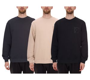 Suéter de algodón STONES para hombre, jersey básico atemporal, camisa de manga larga, 400 g/m², en gris oscuro, negro o beige