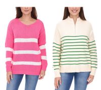 Suéter de punto Aniston CASUAL para mujer, suéter de rayas para uso diario, camisa de manga larga en rosa/blanco y beige/verde