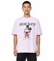 RE:COVERED X Disney Men's T-Shirt with Various Styles and Mickey Mouse Prints, Round Neck Cotton T-Shirt in White, Black, Purple, and Blue