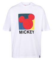 RE:COVERED X Disney Men's T-Shirt with Various Styles and Mickey Mouse Prints, Round Neck Cotton T-Shirt in White, Black, Purple, and Blue