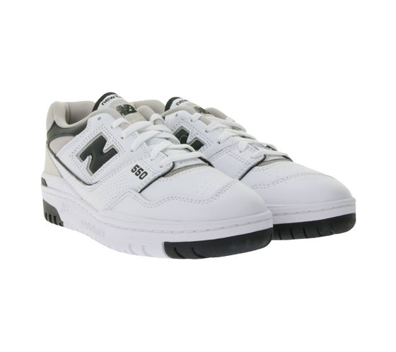 Zapatillas New Balance 550 de piel auténtica para hombre con el logo N, caña baja, BB550ESI, blanco/negro