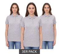 SANTINO Mathias Women's Organic Cotton Polo Shirt, 3-Pack, Short-Sleeve Mottled Shirt, 180 g/m² Gray