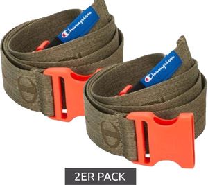 Pack económico de 2 cinturones Champion para hombre y mujer con hebilla a presión, moderno cinturón para uso diario con el logotipo de la marca, 123 cm, CM3-0805-340, verde oliva