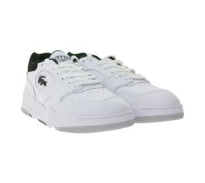LACOSTE LINESHOT 124 2 SMA Herren Echtleder-Schuhe atmungsaktiver Sneaker mit OrthoLite Innensohle Schnür-Schuhe Weiß