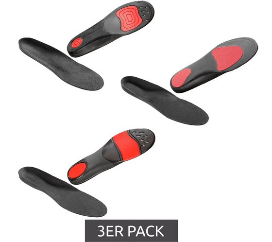 3-Pack Value Pack SoleFoot Insoles Hi-Performance Shoe Insoles Black Deluxe Edition Black/Red for everyday wear, work, or sports