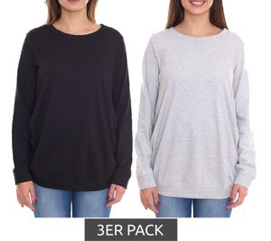3er Sparpack neun 9 monate Damen schlichtes Schwangerschafts-Shirt Umstands-Mode Grau oder Schwarz