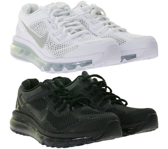 NIKE Air Max 2013 Kinder Sneaker Mädchen und Jungen Turnschuhe mit Air-Dämpfung 555426 in Weiß/Silber oder Schwarz