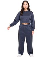 ZEGY Women's Jogging Suit, Sweat Jogger, Crop Sweater, Cotton Set 1072, Brown or Navy ZEGY Women's Jogging Suit, Sweat Jogger, Crop Sweater, Cotton Set 1072, Brown or Navy