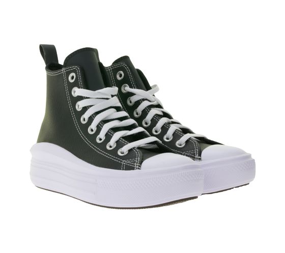 Converse Chuck Taylor All Star Move - Zapatillas altas con plataforma y plantilla OrthoLite de piel auténtica para mujer, A04831C, color negro