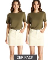 AjC Women's Corduroy Mini Skirt, 96844353, Cream-White, Value Pack of 2