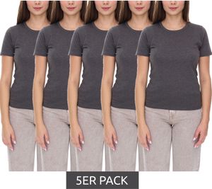 Pack de 5 camisetas ELEVATE Heros para mujer, algodón liso, 150 g/m², camiseta básica, camiseta interior, 3802998 gris oscuro Pack de 5 camisetas ELEVATE Heros para mujer, algodón liso, 150 g/m², camiseta básica, camiseta interior, 3802998 gris oscuro