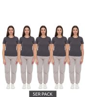 Pack de 5 camisetas ELEVATE Heros para mujer, algodón liso, 150 g/m², camiseta básica, camiseta interior, 3802998 gris oscuro