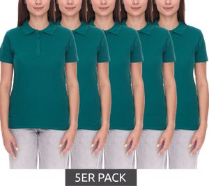 Pack de 5 polos económicos ELEVATE Helios para mujer, punto de piqué de algodón, 180 g/m², 3810760, color verde bosque, verde oscuro Pack de 5 polos económicos ELEVATE Helios para mujer, punto de piqué de algodón, 180 g/m², 3810760, color verde bosque, verde oscuro