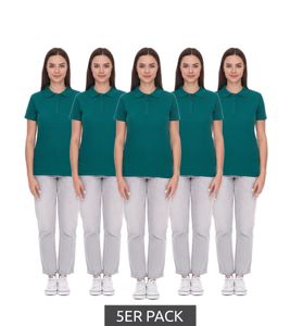 Lot de 5 polos femme ELEVATE Helios, maille piqué de coton, 180 g/m², 3810760, Forêt, Vert foncé