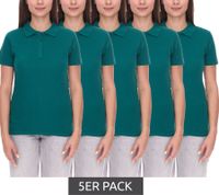 Pack de 5 polos económicos ELEVATE Helios para mujer, punto de piqué de algodón, 180 g/m², 3810760, color verde bosque, verde oscuro Pack de 5 polos económicos ELEVATE Helios para mujer, punto de piqué de algodón, 180 g/m², 3810760, color verde bosque, verde oscuro