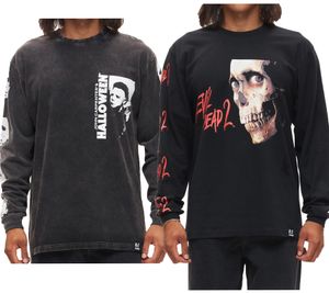 RE:COVERED X Studio Canal Evil Dead 2 oder Halloween Herren Langarm-Shirt mit Film-Print Baumwoll-Longsleeve Pullover Schwarz RE:COVERED X Studio Canal Evil Dead 2 oder Halloween Herren Langarm-Shirt mit Film-Print Baumwoll-Longsleeve Pullover Schwarz