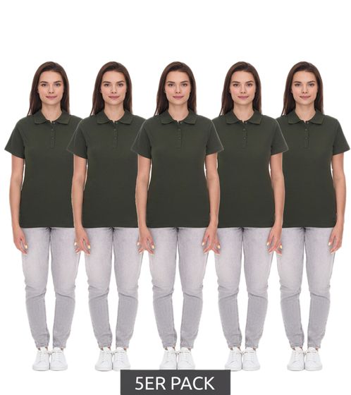 Polo ELEVATE Helios para mujer, punto de piqué de algodón, 180 g/m², 3810770, verde militar, verde oscuro, paquete de 5
