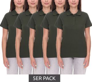 Polo ELEVATE Helios para mujer, punto de piqué de algodón, 180 g/m², 3810770, verde militar, verde oscuro, paquete de 5 Polo ELEVATE Helios para mujer, punto de piqué de algodón, 180 g/m², 3810770, verde militar, verde oscuro, paquete de 5