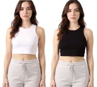 ZEGY Women's Crop Top Tank Top Ribbed Cotton Sleeveless Shirt 1085 Black or White ZEGY Women's Crop Top Tank Top Ribbed Cotton Sleeveless Shirt 1085 Black or White