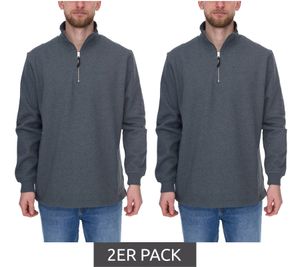 2er Sparpack SANTINO Alex Herren schlichter Troyer-Pullover Herbst-Pulli mit Baumwollanteil Freizeit-Pullover Dunkelgrau