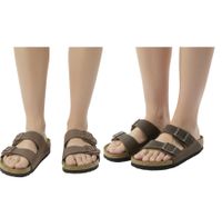 Zapatillas de casa BIRKENSTOCK Arizona de piel nobuk para hombre y mujer, fabricadas en Alemania, ancho estrecho 352203 o 1027039, en marrón o caqui.