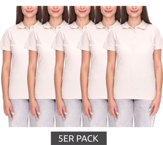 Polo da donna ELEVATE Helios, in maglia di cotone piqué, 180 g/m², 3810790, beige, confezione risparmio da 5