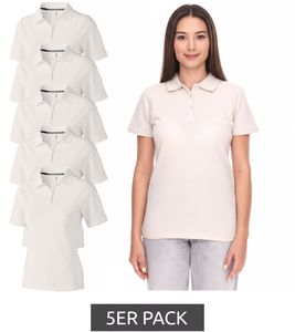 Polo ELEVATE Helios para mujer, punto piqué de algodón, 180 g/m², 3810790, beige, paquete económico de 5 Polo ELEVATE Helios para mujer, punto piqué de algodón, 180 g/m², 3810790, beige, paquete económico de 5