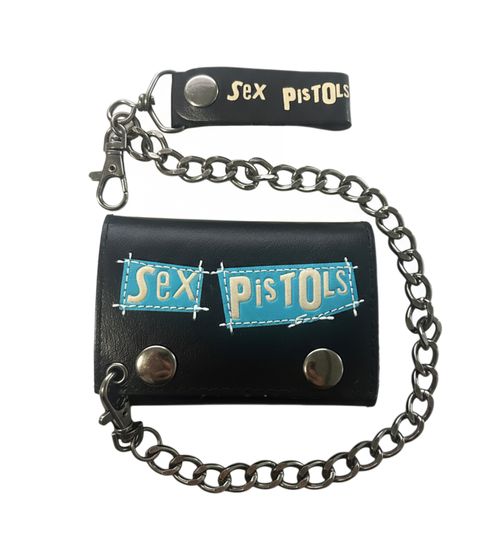 Sex Pistols Punkrock-Band Portemonnaie mit Logo-Schriftzug Geldbeutel Schwarz/Blau