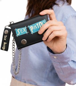  Sex Pistols Punk Rock Band Wallet with Logo Print, Black/Blue