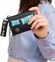 Portafoglio con logo della band punk rock dei Sex Pistols, nero/blu