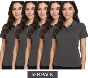 5-Pack ELEVATE Helios Women's Polo Shirt, Cotton Pique Knit, 180 g/m², 3810789, Dark Gray