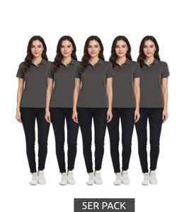 Lot de 5 polos femme ELEVATE Helios, maille de coton piqué, 180 g/m², 3810789, gris foncé
