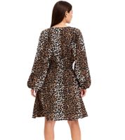 Wild Women's Summer Dress, Animal Print Dress with Balloon Sleeves, Short Mini Dress, 973887 Brown Wild Women's Summer Dress, Animal Print Dress with Balloon Sleeves, Short Mini Dress, 973887 Brown