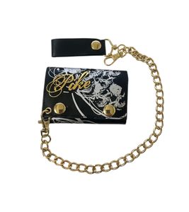 Pike Apparel Portemonnaie Punk-Accessoires mit Logo-Schriftzug Geldbeutel Schwarz/Silber 