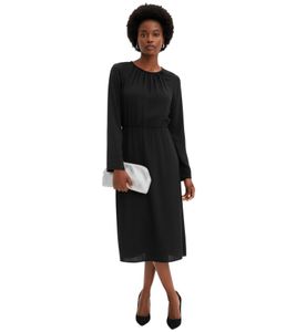 Minimalist Women's Satin Dress, Spring Dress with Long Sleeves, Maxi Dress 911211 Black Minimalist Women's Satin Dress, Spring Dress with Long Sleeves, Maxi Dress 911211 Black