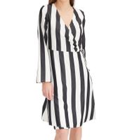 Beautiful striped dress for women, wrap dress with V-neck, midi dress 978829, black/white Beautiful striped dress for women, wrap dress with V-neck, midi dress 978829, black/white