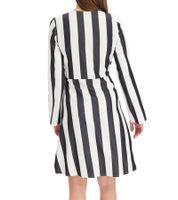 Beautiful striped dress for women, wrap dress with V-neck, midi dress 978829, black/white Beautiful striped dress for women, wrap dress with V-neck, midi dress 978829, black/white