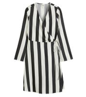Beautiful striped dress for women, wrap dress with V-neck, midi dress 978829, black/white Beautiful striped dress for women, wrap dress with V-neck, midi dress 978829, black/white