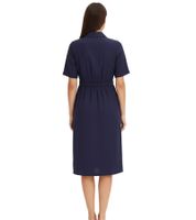 Elegant women's midi dress with lapel collar, autumn dress, long-sleeved dress, 934680, dark blue Elegant women's midi dress with lapel collar, autumn dress, long-sleeved dress, 934680, dark blue