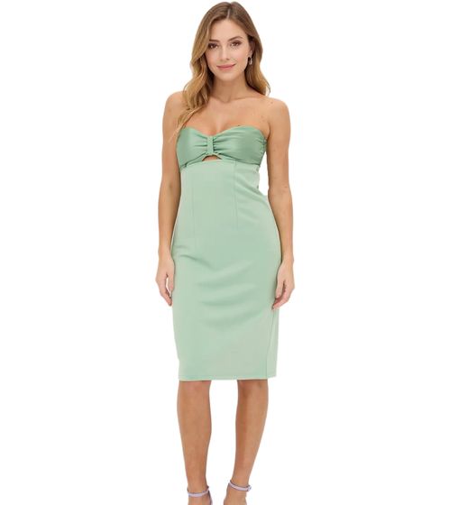 Off-the-shoulder women's mini dress, slim-fitting bandeau dress with cutouts, 941431 Green