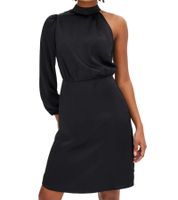 Stylish women's one-shoulder dress made of shiny satin, mini dress, satin dress 919324, black Stylish women's one-shoulder dress made of shiny satin, mini dress, satin dress 919324, black