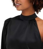 Stylish women's one-shoulder dress made of shiny satin, mini dress, satin dress 919324, black Stylish women's one-shoulder dress made of shiny satin, mini dress, satin dress 919324, black